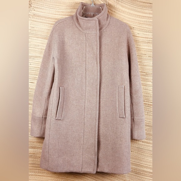 J.Crew Stadium Cocoon Nello Gori Iconic Wool Blend Peacoat Sand/Heather Oat Sz 6 - Picture 5 of 16